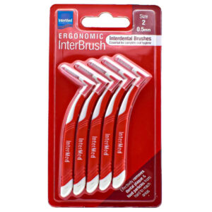 InterMed Ergonomic InterBrush Μεσοδόντια Βουρτσάκια με Λαβή 0.5mm Κόκκινα 4τμχ