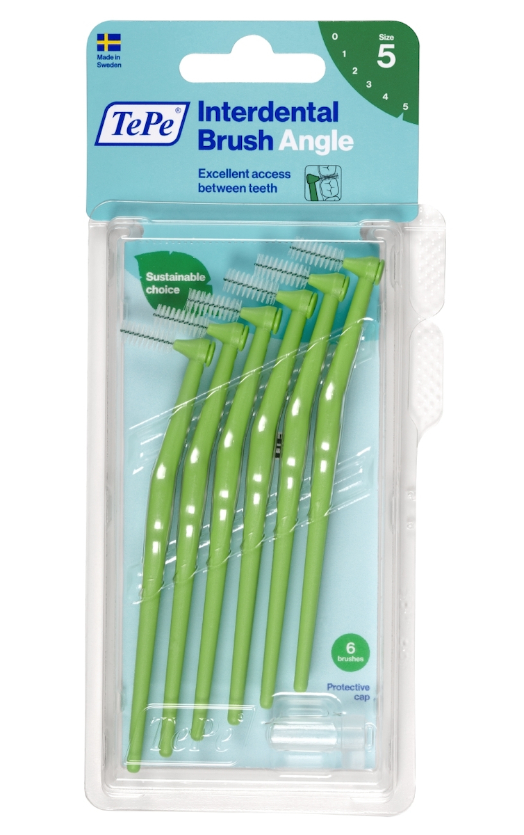 TePe Angle Μεσοδόντια Βουρτσάκια με Λαβή 0.8mm Πράσινα 6τμχ