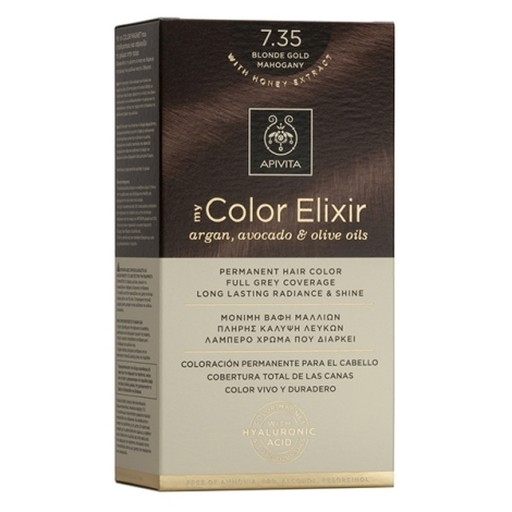 Apivita My Color Elixir Βαφή Μαλλιών Χωρίς Αμμωνία 7.35 Ξανθό Μελί Μαονί 50ml