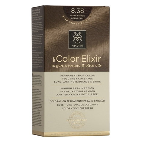 Apivita My Color Elixir Βαφή Μαλλιών Χωρίς Αμμωνία 8.38 Ξανθό Ανοιχτό Μελί Περλέ 50ml