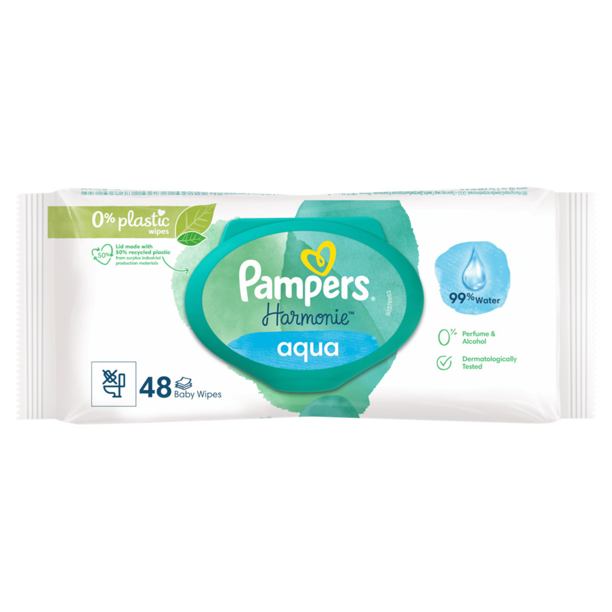 Pampers Harmonie Aqua Μωρομάντηλα χωρίς Οινόπνευμα & Parabens 48τμχ