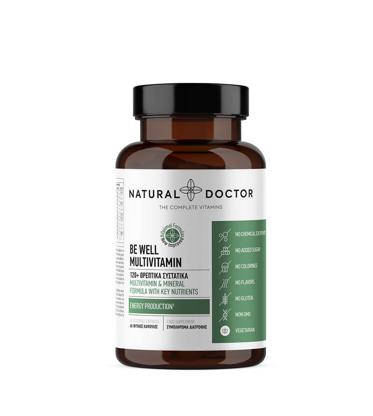 Natural Doctor Be Well Multivitamin Πολυβιταμίνη για Ενέργεια, Ενίσχυση του Ανοσοποιητικού & τα Μαλλιά 60 φυτικές κάψουλες