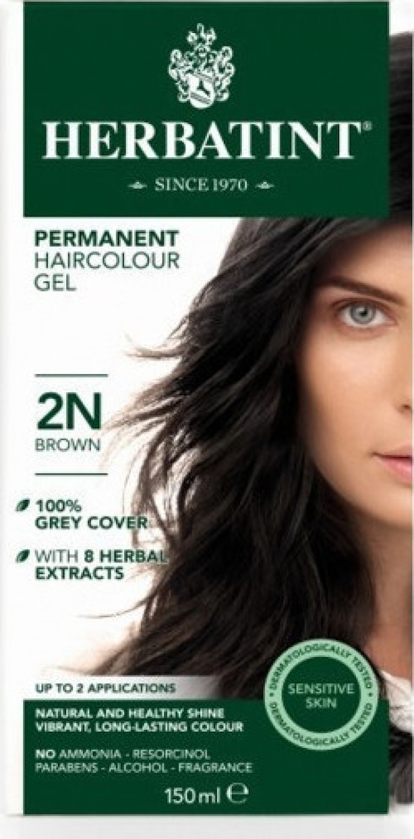 Herbatint Permanent Gel Βαφή Μαλλιών Χωρίς Αμμωνία 2N Μαύρο Καστανό 150ml