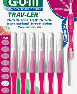 GUM Trav-ler Μεσοδόντια Βουρτσάκια με Λαβή 1.4mm Φούξια 6τμχ