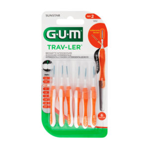 GUM Trav-ler Μεσοδόντια Βουρτσάκια με Λαβή 0.9mm Πορτοκαλί 6τμχ