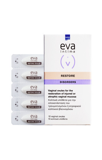 InterMed Eva Intima Disorders Restore Ovules Κολπικά Υπόθετα με Αντιμικροβιακή Δράση με Πρεβιοτικά & Υαλουρονικό