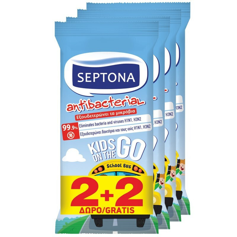 Septona Ήπια Αντισηπτικά Μαντηλάκια Χεριών 4x15τμχ