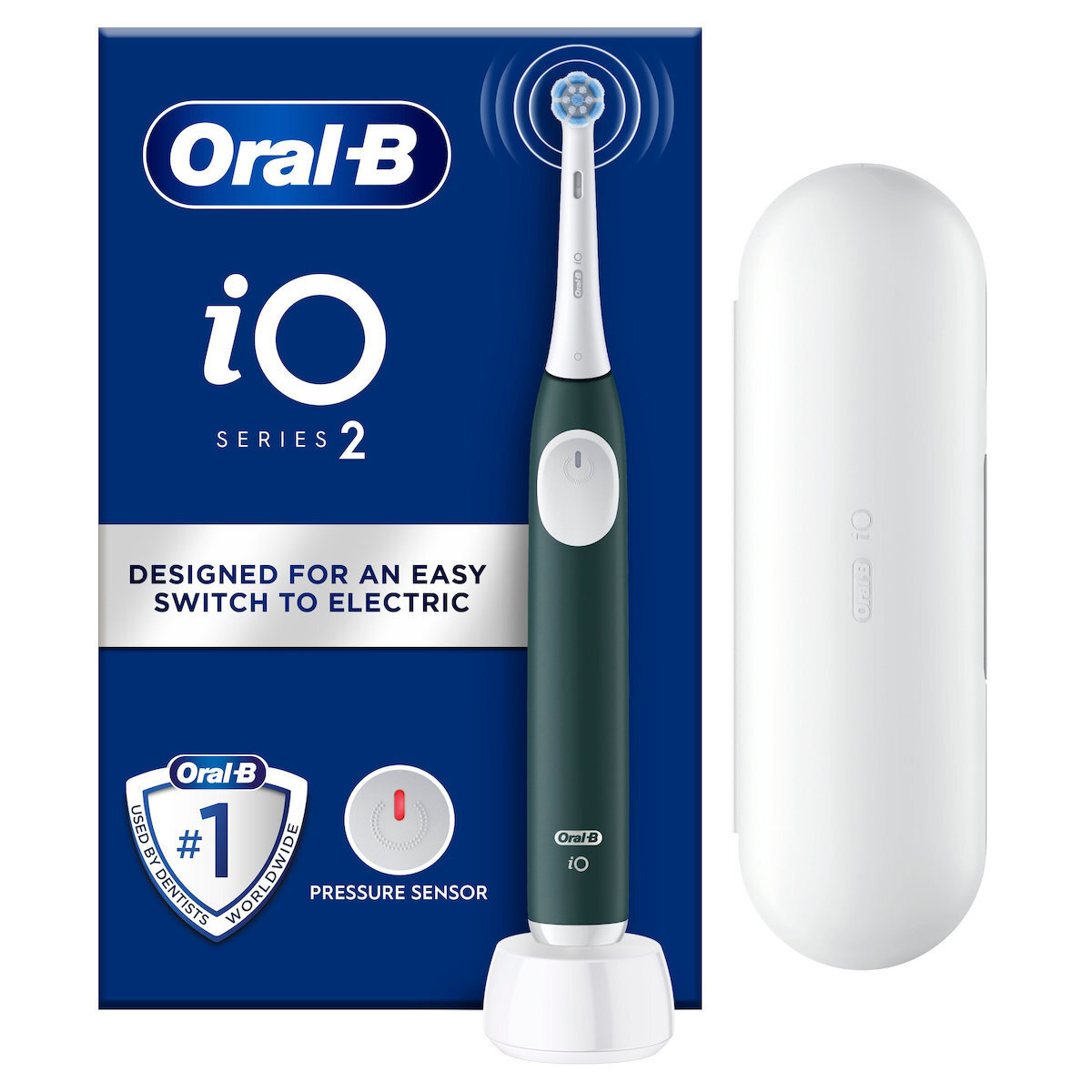 Oral-B iO Series 2 Ηλεκτρική Οδοντόβουρτσα με Αισθητήρα Πίεσης και Θήκη Ταξιδίου Πράσινη