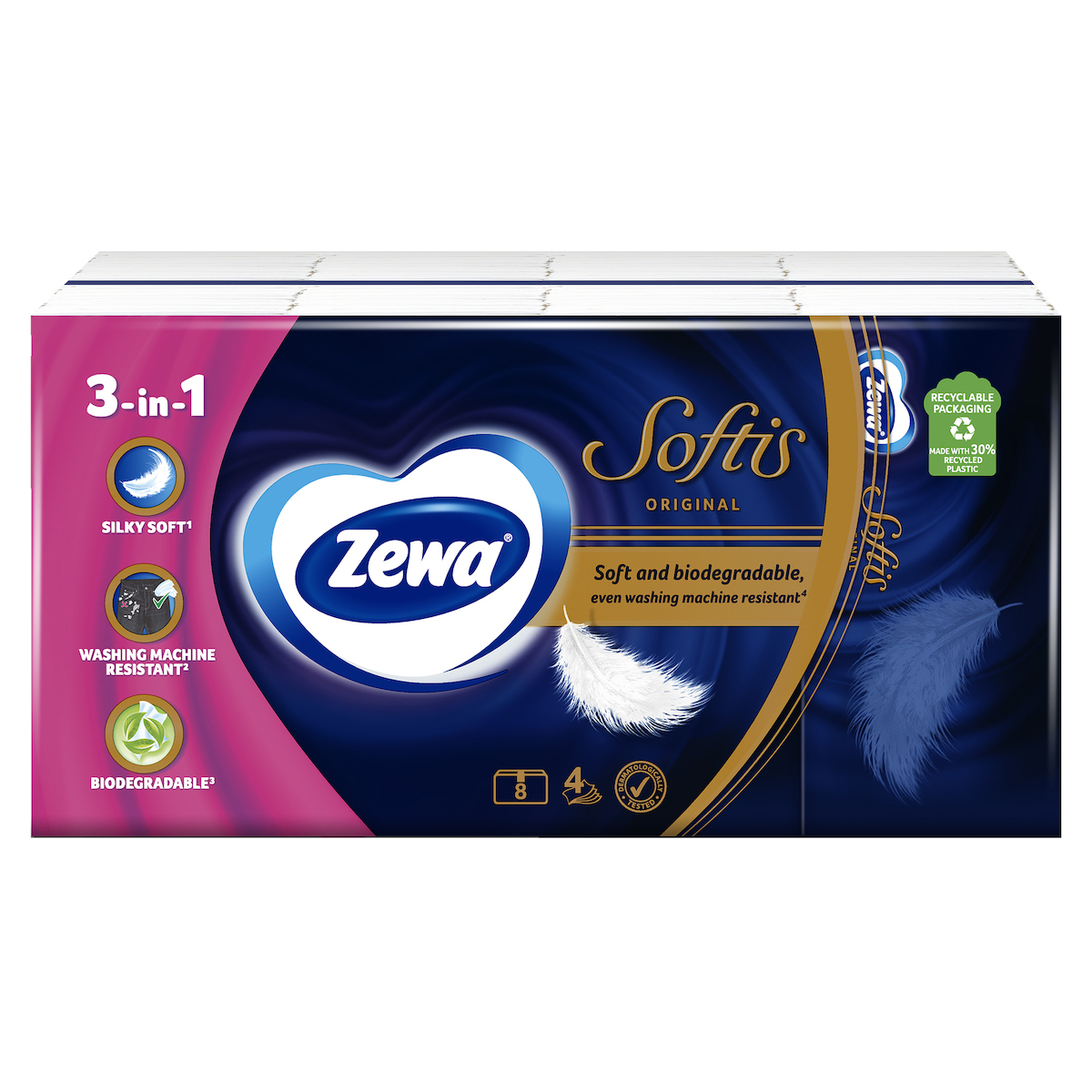 Χαρτομάντηλα Τσέπης Softis Zewa 8 Τεμ