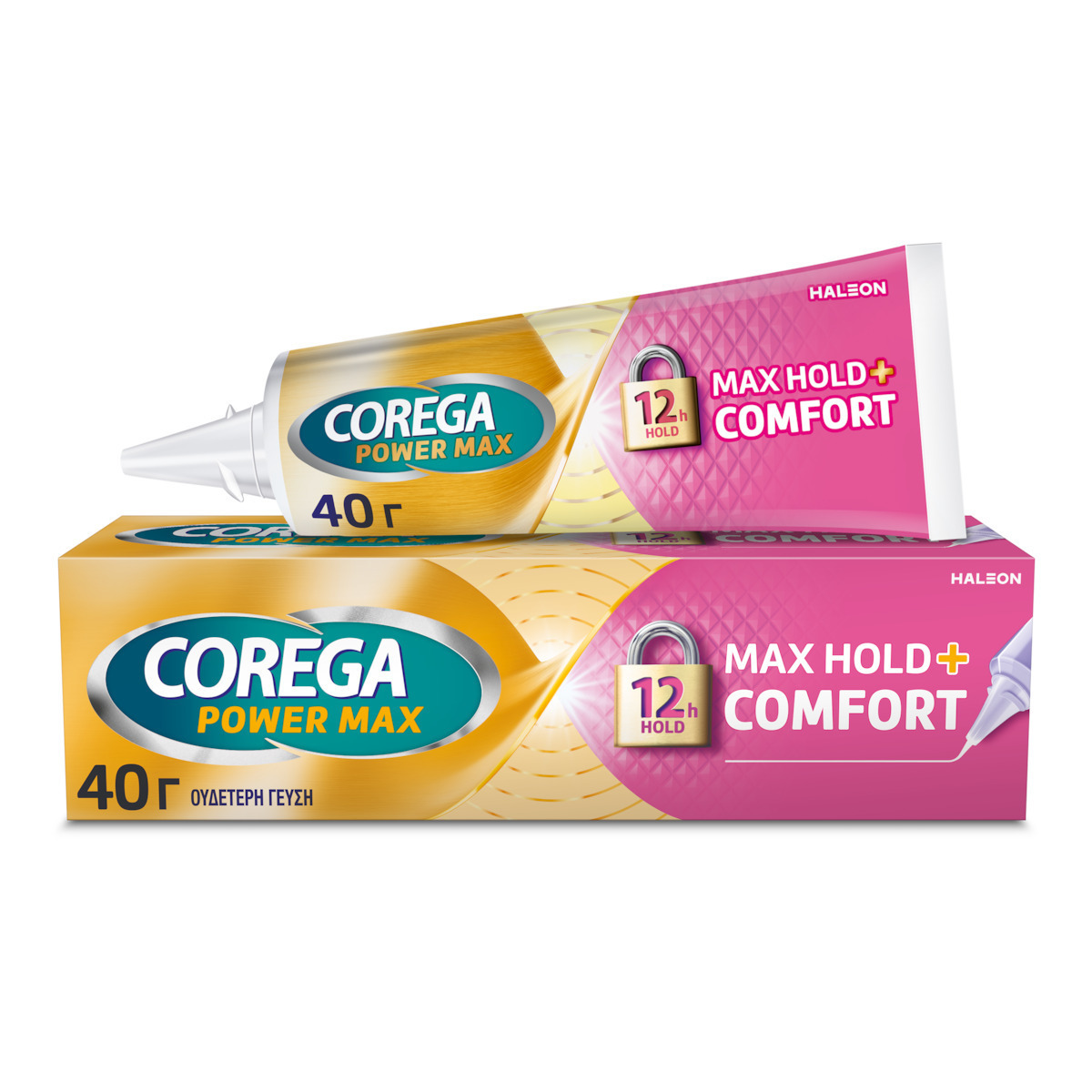 Corega Max Hold+Comfort για Έως και 12 Ώρες Συγκράτησης Στερεωτική Κρέμα Τεχνητής Οδοντοστοιχίας 40gr