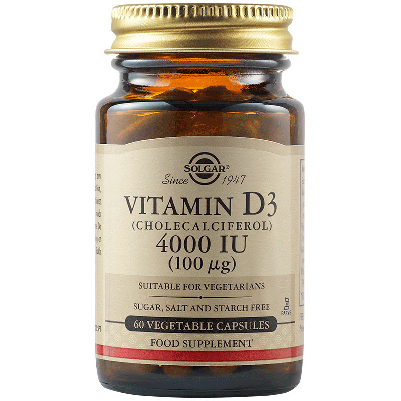 Solgar Vitamin D3 Βιταμίνη για Ενίσχυση του Ανοσοποιητικού & την Υγεία των Οστών 4000iu 60 φυτικές κάψουλες