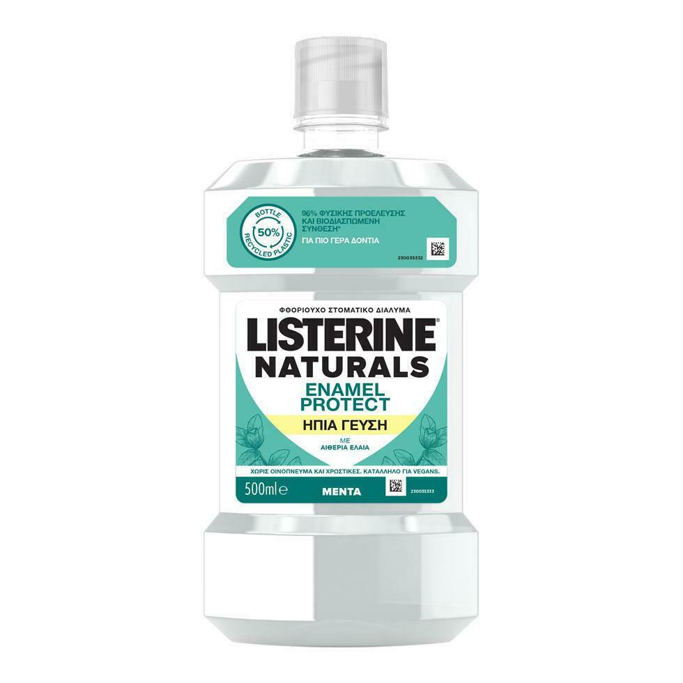 Listerine Naturals Enamel Protect Στοματικό Διάλυμα για την Ουλίτιδα, κατά της Πλάκας & της Κακοσμίας 2x500ml