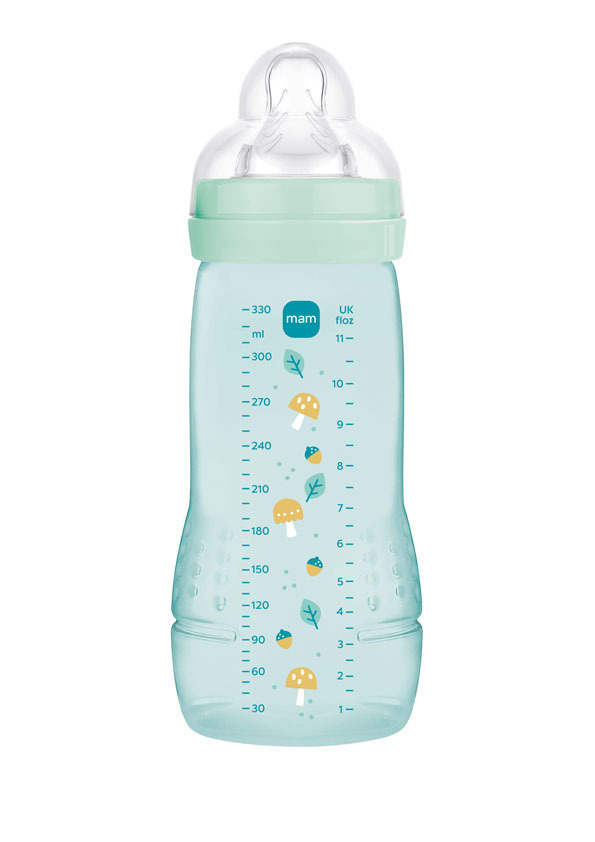 Mam Πλαστικό Μπιμπερό Easy Active Κατά των Κολικών με Θηλή Σιλικόνης για 4+ μηνών Γαλάζιο 330ml