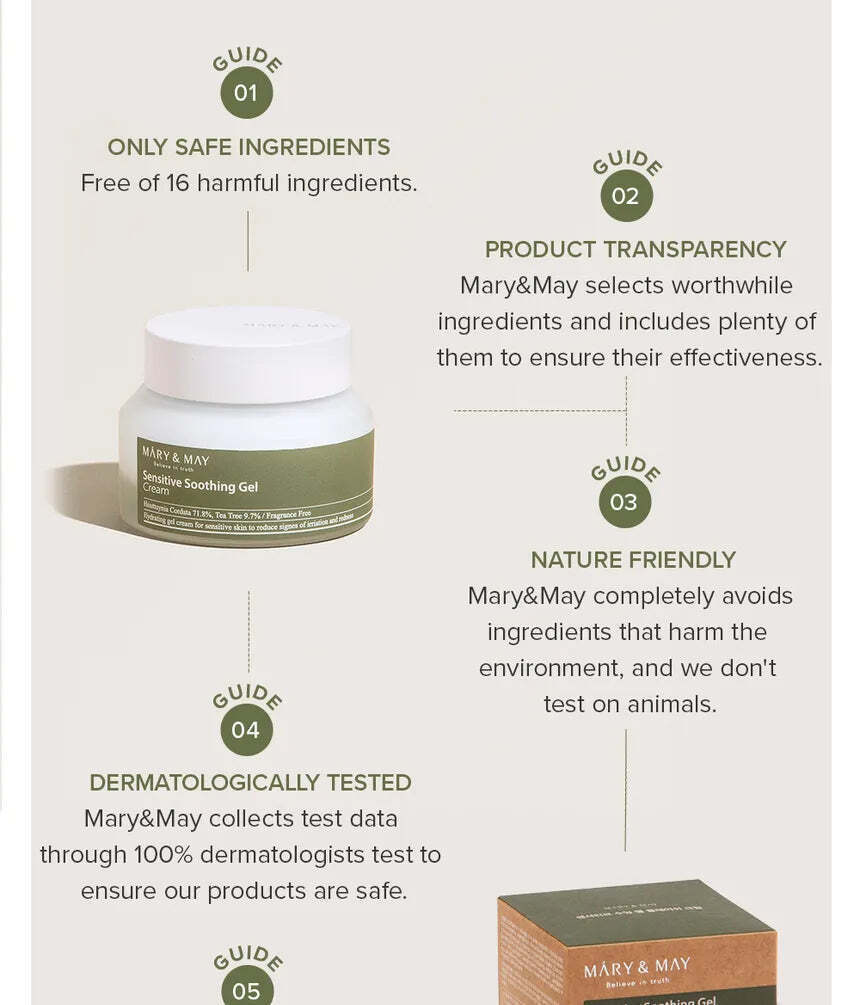 Mary & May Sensitive Soothing Light Gel-Κρέμα Προσώπου για Ενυδάτωση, Ατέλειες & Ερυθρότητα με Υαλουρονικό Οξύ & Πανθενόλη 70gr - Image 7